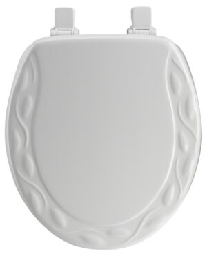 Round Molded Wood Toilet Seat, Easy-Clean & Change® Hinge, STA-TITE®, Ivy Design, White