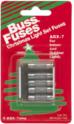 Glass Tube Christmas Light Fuse Type AGX 7 Amp 125 Volt 5 Pk. True Value Hardware