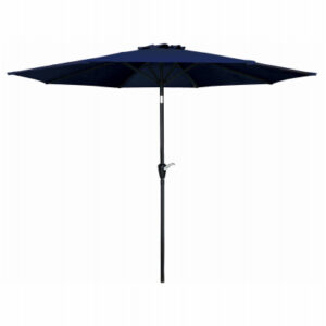 Patio Market Umbrella, Crank Open/Tilt, Steel Pole, Navy Blue Fabric, 9 Ft.