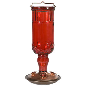 Hummingbird Bottle Feeder, Embossed Red, 4 Ports, 24 oz.