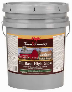 Town & Country Exterior Barn & Fence Paint, Oil Base, High Gloss, Green, 5 Gallon