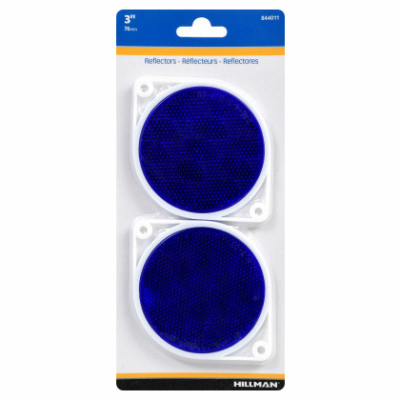 Hillman 3 in. Round Blue Reflectors 2 pk Hillman 3 in. Round Blue Reflectors 2 pk