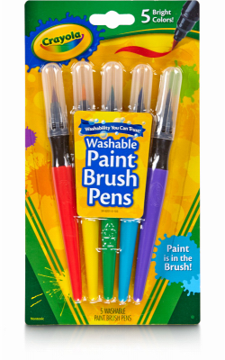 Washable No-Drip Paint Brush Pens, 5-Color 5-Pk.