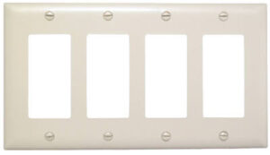 Pass & Seymour 4-Gang Decorator Opening Nylon Wall Plate, Light Almond