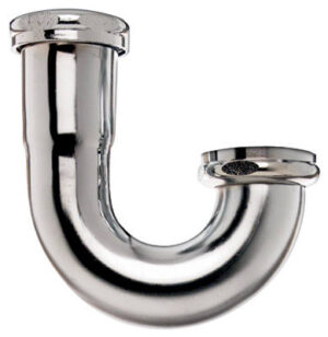 Sink Trap J-Bend Drain Pipe, Chrome Plated, 22 Gauge, 1-1/2 x 1-1/2 In.