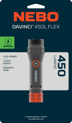 Davinci Dual Flex Power Rechargeable Flashlight, 450 Lumen