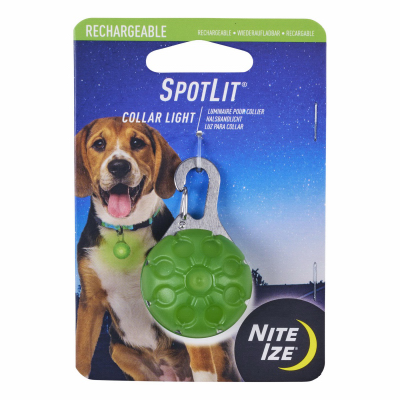 SpotLit Rechargeable Dog Collar Light, Green