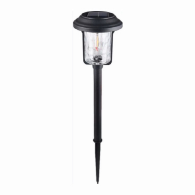 Solar Pathway Lights, Black Metal, Hammered Glass Lenses, 4-Pk.