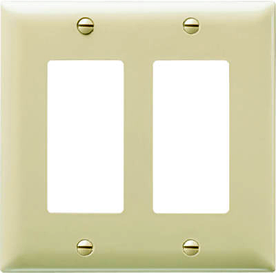 Pass & Seymour Wall Plate, 2 Decorator Opening, Urea, Ivory
