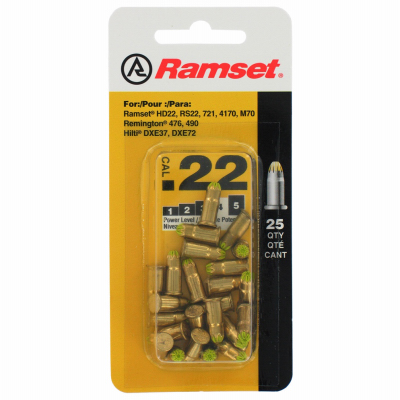Yellow Powder Fastener Loads, .22 Caliber, 25-Ct.