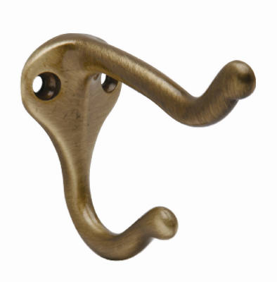 3-In. Antique Brass Coat & Hat Hook
