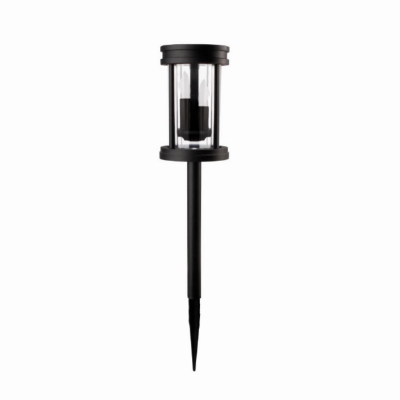 Solar Pathway Light, 3 White Flickering Flame Candles, Black Plastic