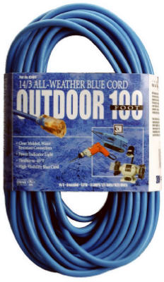 100 Ft. 14/3 SJTW-A Blue Extension Cord