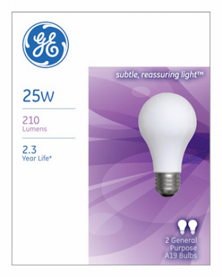 Soft White Light Bulbs, 25 Watt, 2-Pk.