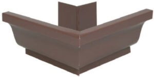 Gutter Outside Mitre, Brown Galvanized Steel, 4 In.