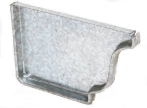 Left End Gutter Cap, Mill Finish Galvanized Steel, 5 In.