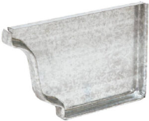 Right End Gutter Cap, Mill Finish Galvanized Steel, 5 In.
