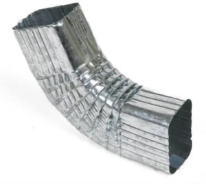 Side Gutter Elbow, Style B, 75 Degree, Mill Finish Galvanized Steel, 2 x 3 In.