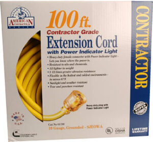 100 Ft. 10/3 Yellow Outdoor Cord