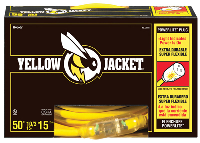 Yellow Jacket Extension Cord, 15A 10-Gauge, 50 Ft.
