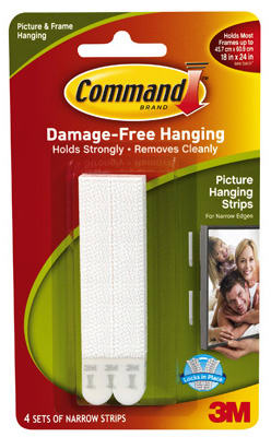 Narrow Picture Hanging Strips White