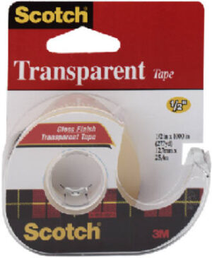 Transparent Tape + Dispenser, 1/2 x 1,000 In.