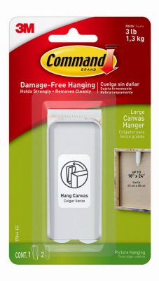 Large Canvas Hanger, White, 1 Hanger, 2 Strips/Pack