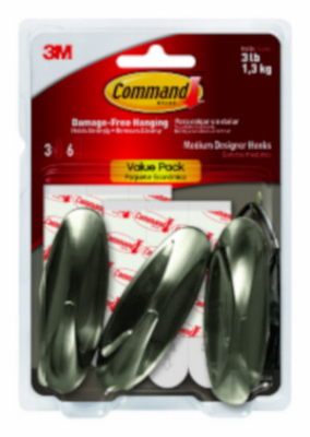Designer Hook, Brushed Nickel, Medium