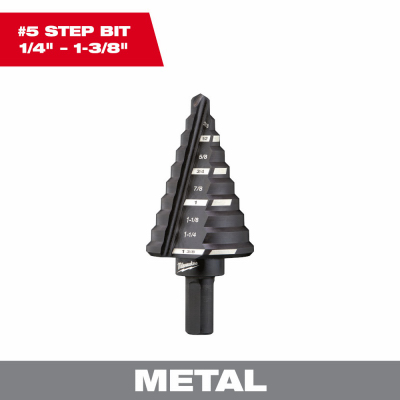 #5 Step Drill Bit, 1/4 - 1-3/8 In.