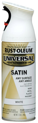 Universal Paint & Primer Satin Spray Paint, White, 12-oz