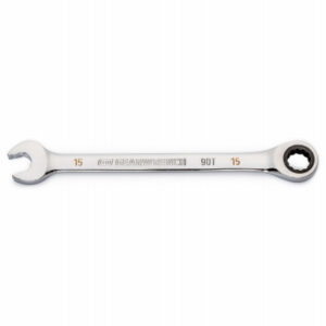 Combination Ratcheting Wrench, 90-Tooth, 12-Point, 15 mm