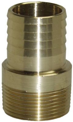 Adapter with Barbed End, Yellow Brass, Male, .75 In.