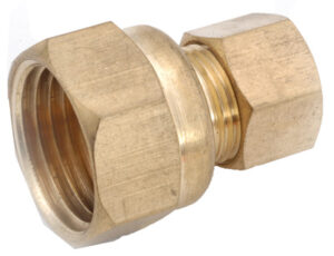 Adapter, Brass, Compression, Female, 1/4 x 1/4 In.