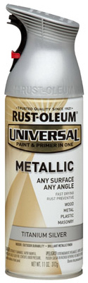 Universal Spray Paint, Titanium Silver Metallic, 12 oz