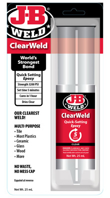 ClearWeld Quick Setting 5-Minute Epoxy Adhesive Syringe, 25 ml.
