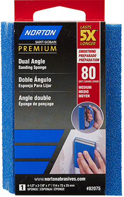 5X Dual Angle Sanding Sponge, 80 Grit (Medium), 4-1/2 x 2-7/8 x 1-In.