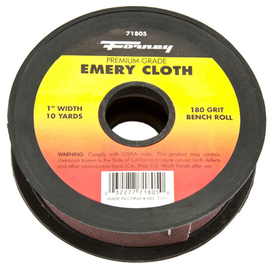 Emery Cloth Bench Roll, 180-Grit, 1 In. x 10-Yard