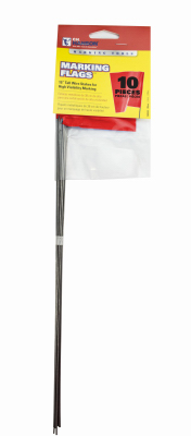 Fluorescent Marking Stake Flags, Red, 2.5 x 3.5 In. Flag, 15 In. Stake, 10-Pk
