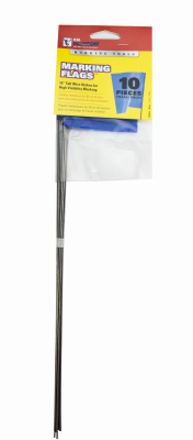 Fluorescent Marking Stake Flags, Blue, 2.5 x 3.5 In. Flag, 15 In. Stake, 10-Pk.
