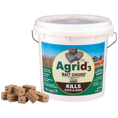 Agrid 3 OMRI Rodenticide Bait Chunks, 4 Lbs. of 1 oz. Chunks