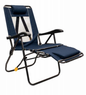 Legz-Up Outdoor Lounge Chair, Leg Rest, Reclining Back, Indigo Blue