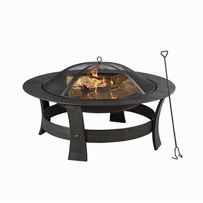 Fire Pit, Wood Burning, Black, 35 In.