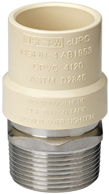 CPVC Pipe Transition Adapter, 3/4 In. MIP