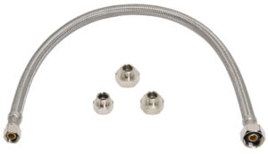 Universal Faucet Connector, Stainless Steel, 3/8 In. Compression x 1/2 In. Compression x 1/2 In. Female Iron Pipe x 7/16 In. Compression, 20 In.