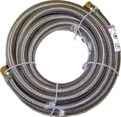 Stainless-Steel Ice Maker Connector, 1/4 x 1/4 x 120 In.
