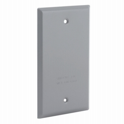 1-Gang Weatherproof Blank Cover, Vertical/Horizontal, Gray