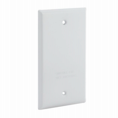1-Gang Weatherproof Blank Cover, Vertical/Horizontal, White