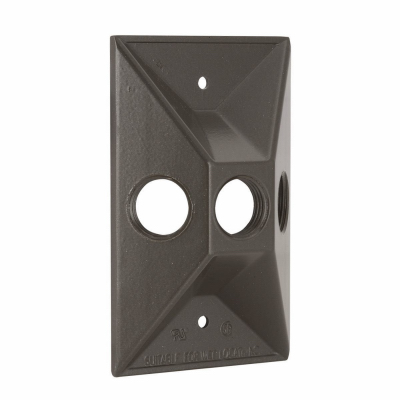 1-Gang Weatherproof Cluster Cover, (3) 1/2 in. Threaded Outlets, Bronze