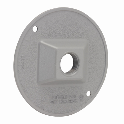 Round Weatherproof Cluster Cover, (1) 1/2 in. Threaded Outlet, Gray
