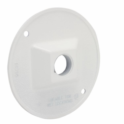 Round Weatherproof Cluster Cover, (1) 1/2 in. Threaded Outlet, White